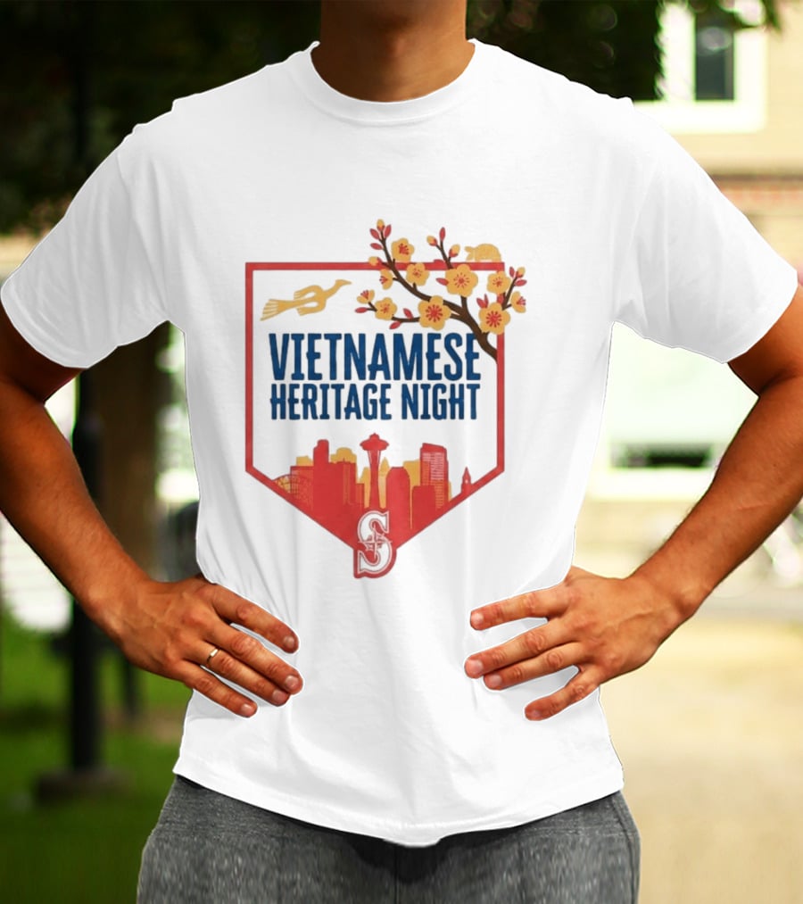 Seattle Mariners Vietnamese Heritage Night Blossom Skyline Celebration T-Shirt