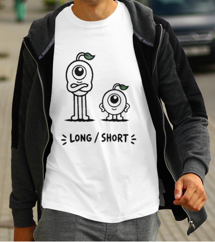 Standx Long Short Cute Monsters One Eyed Characters With Leaf Antennas T-Shirt