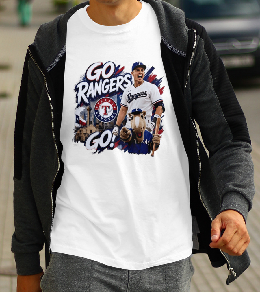 Go Rangers Texas Rangers Baseball Team Spirit Celebration T-Shirt