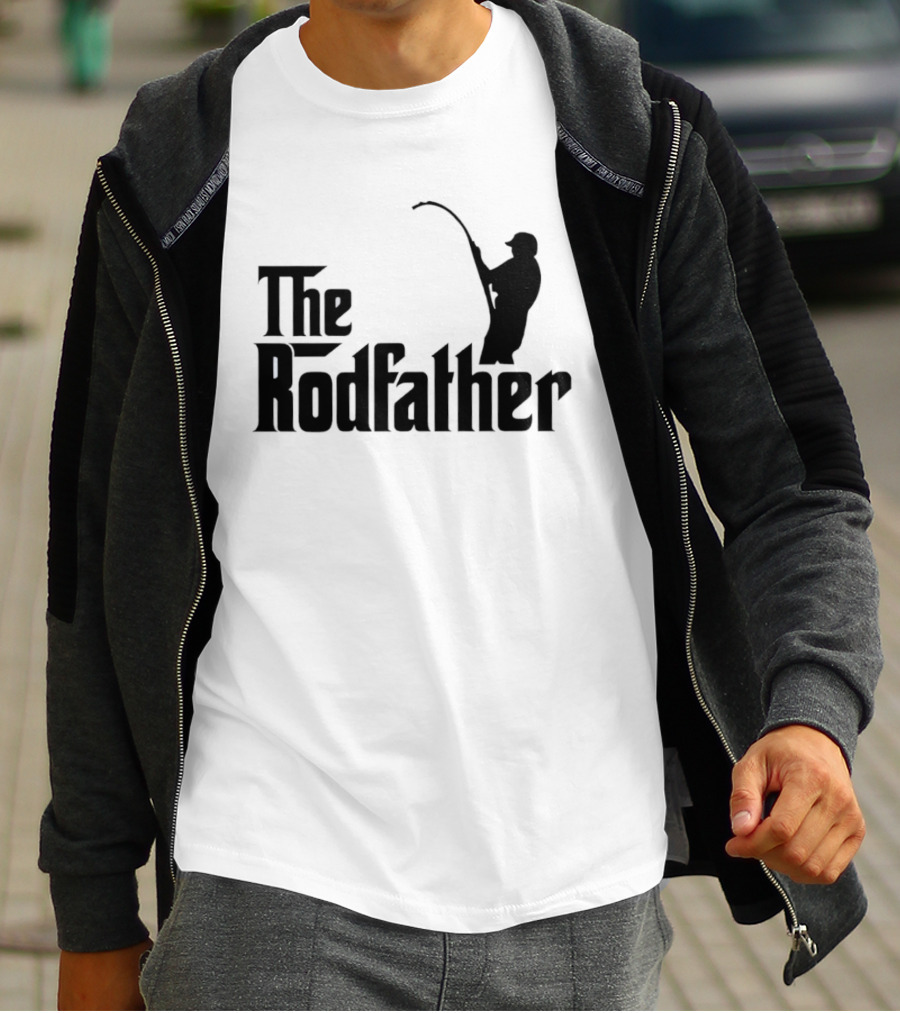 The Rodfather Fishing Parody Text And Image T-Shirt