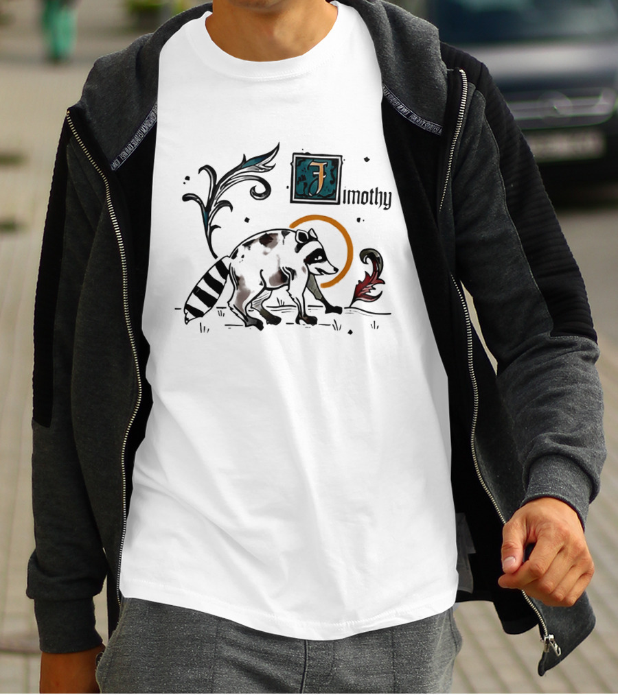 Timothy Jimothy Raccoon Illuminated Manuscript T-Shirt