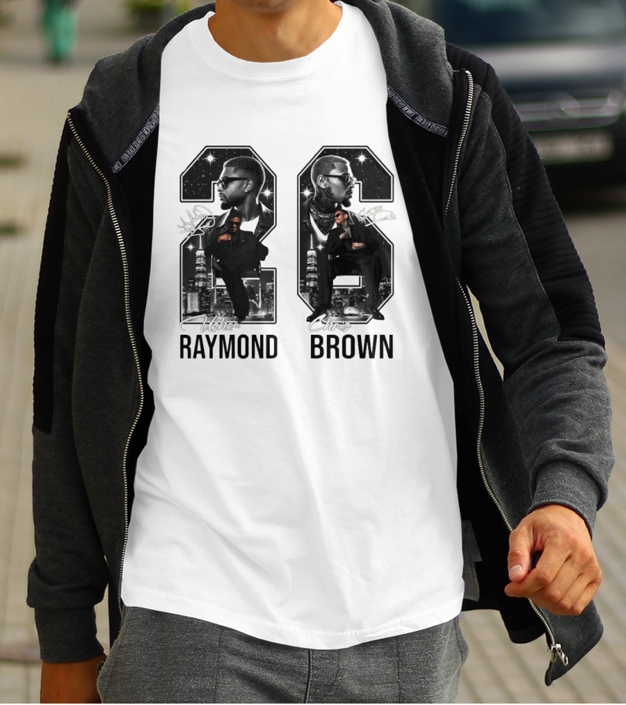 Usher Raymond Chris Brown 26 R And B Tour Usher Chris Brown Signatures T-Shirt