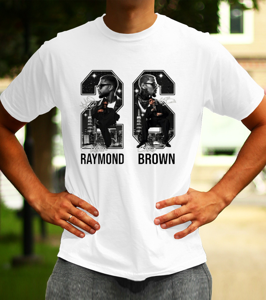Usher Raymond Chris Brown 26 R And B Tour Usher Chris Brown Signatures T-Shirt