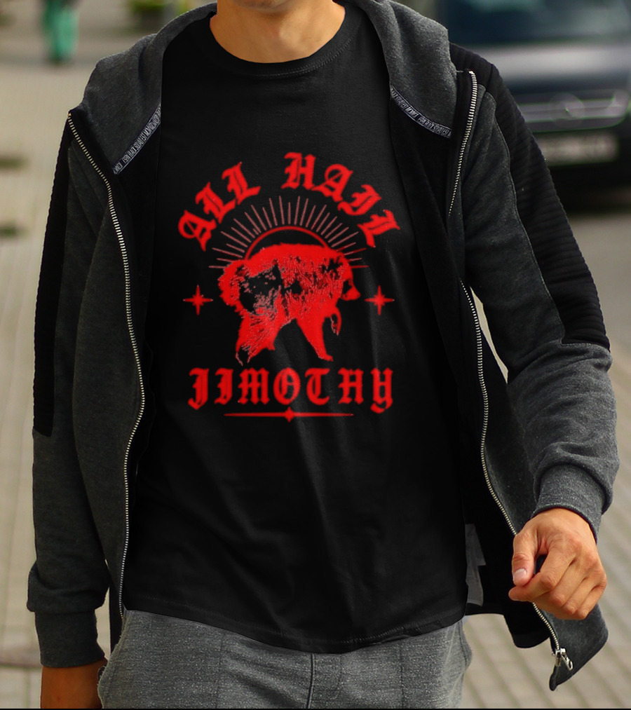 All Hail Jimothy Raccoon Red Starburst Buffalo T-Shirt