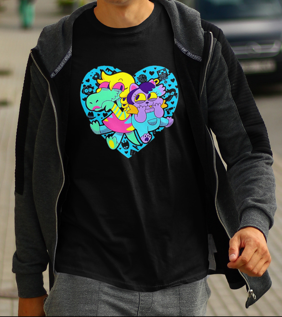 Alphys Mew Mew Heart Art Colorful Character Pair T-Shirt
