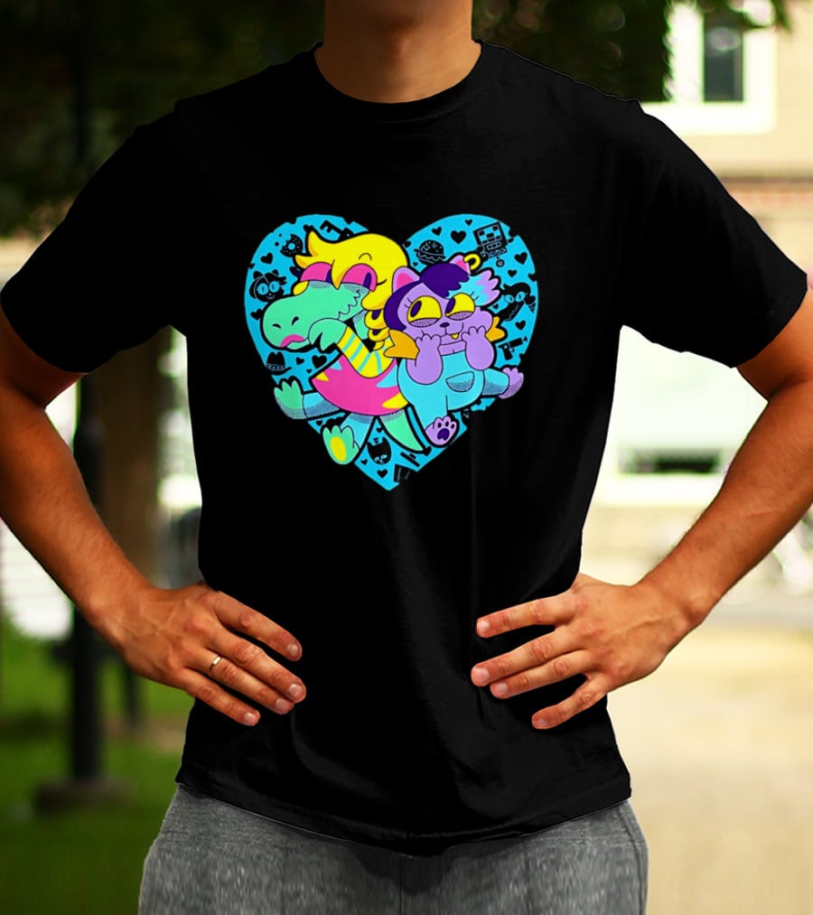Alphys Mew Mew Heart Art Colorful Character Pair T-Shirt