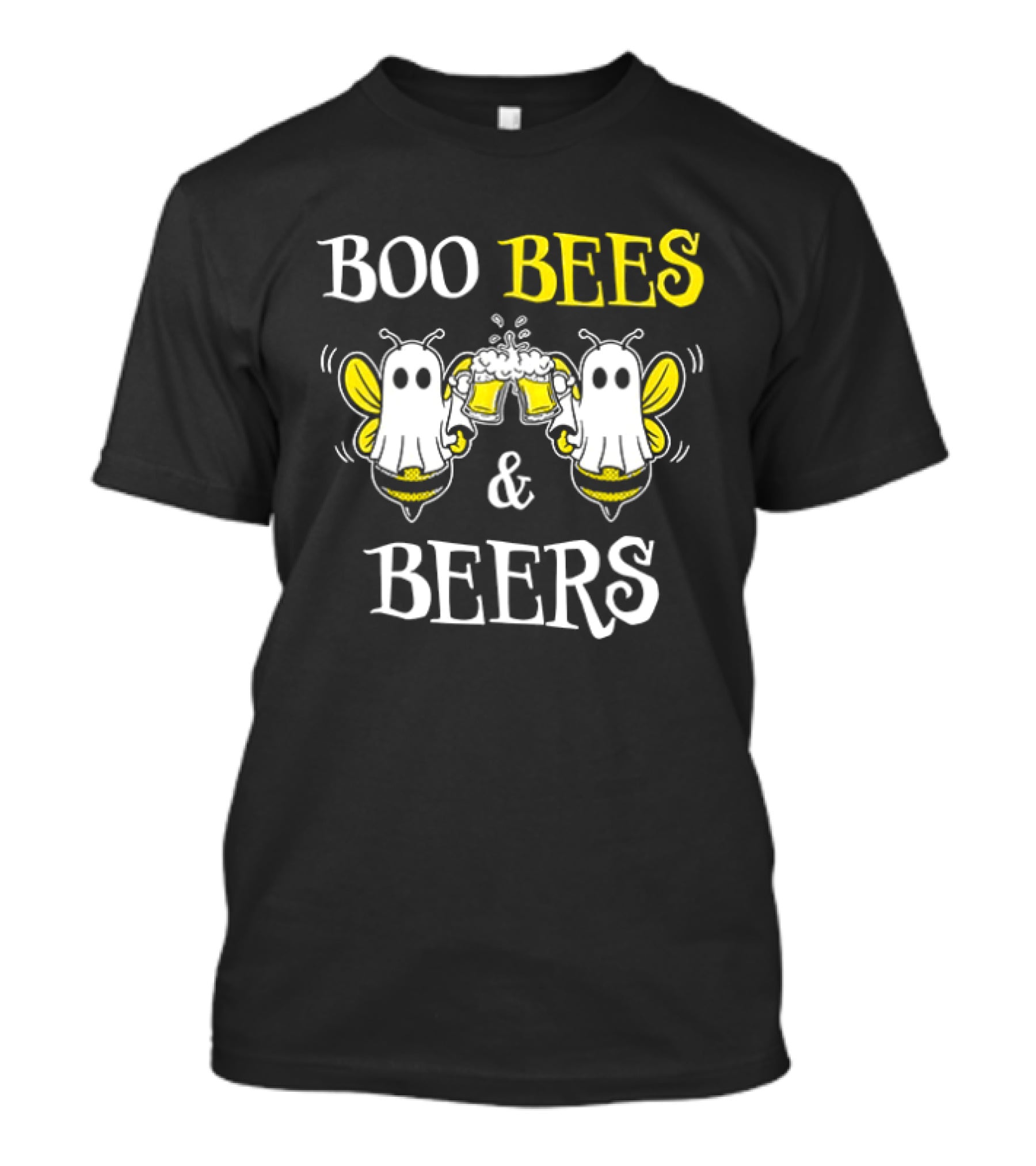 Boo Bees And Beers Halloween 2026 Bumblebee Ghosts Toasting T-Shirt