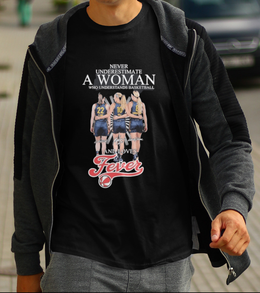 Never Underestimate A Woman Who Understands Basketball And Loves Fever Caitlin Clark Lexie Hull Sophie Cunningham T-Shirt
