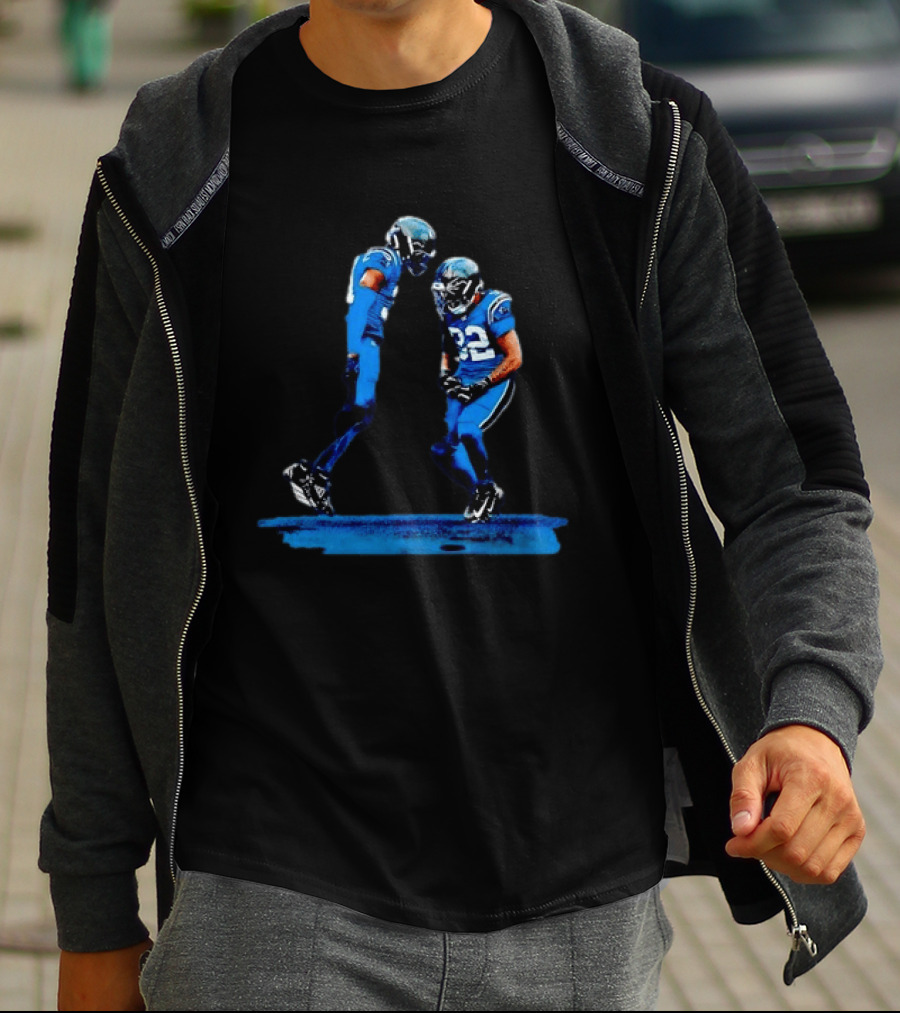 Carolina Panthers Blue Uniforms Players Celebrating Football Team Victory T-Shirt