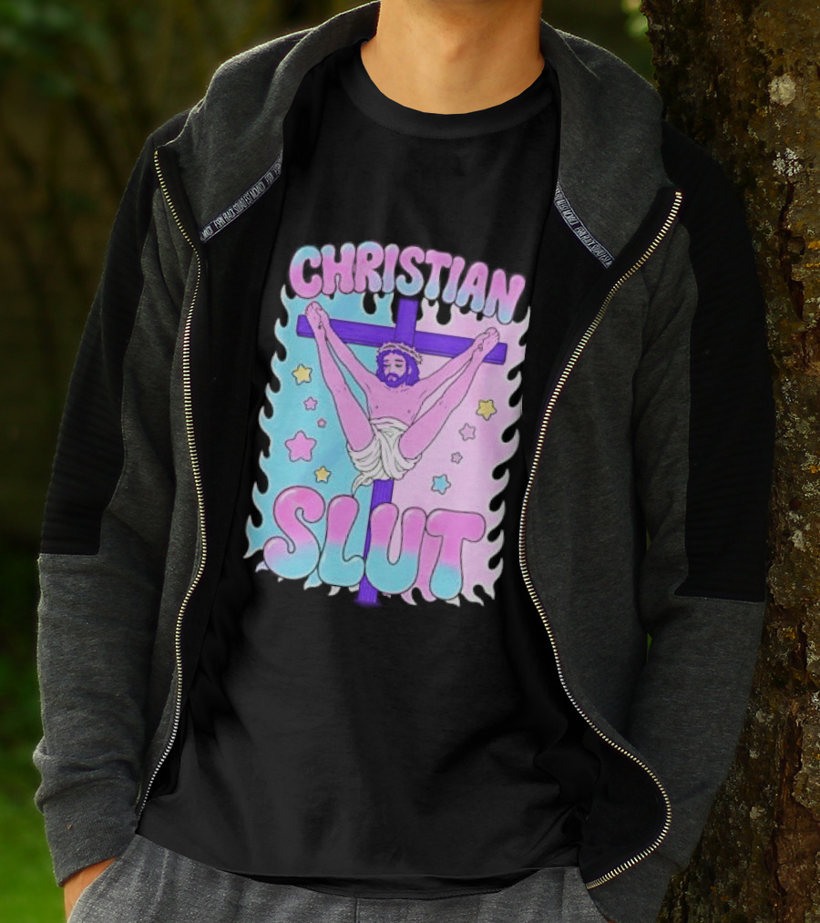 Christian Slut Teen Hearts Jesus Splits Meme T-Shirt