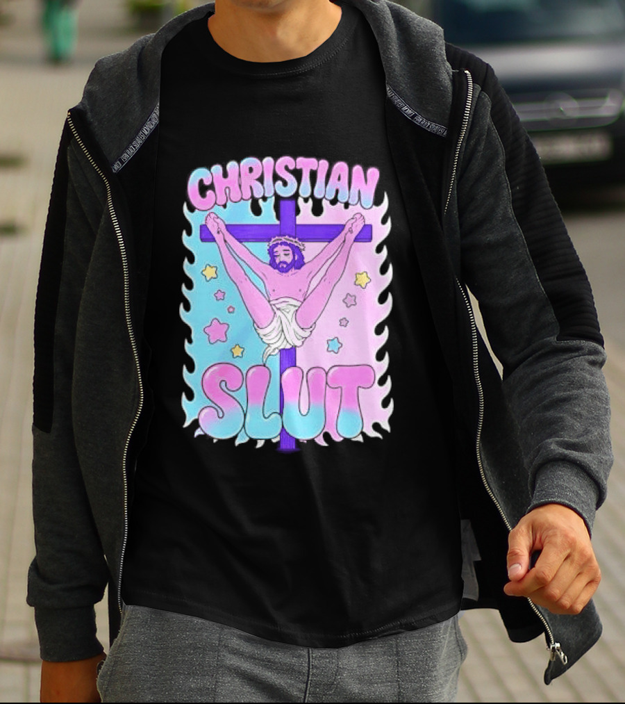 Christian Slut Teen Hearts Jesus Splits Meme T-Shirt
