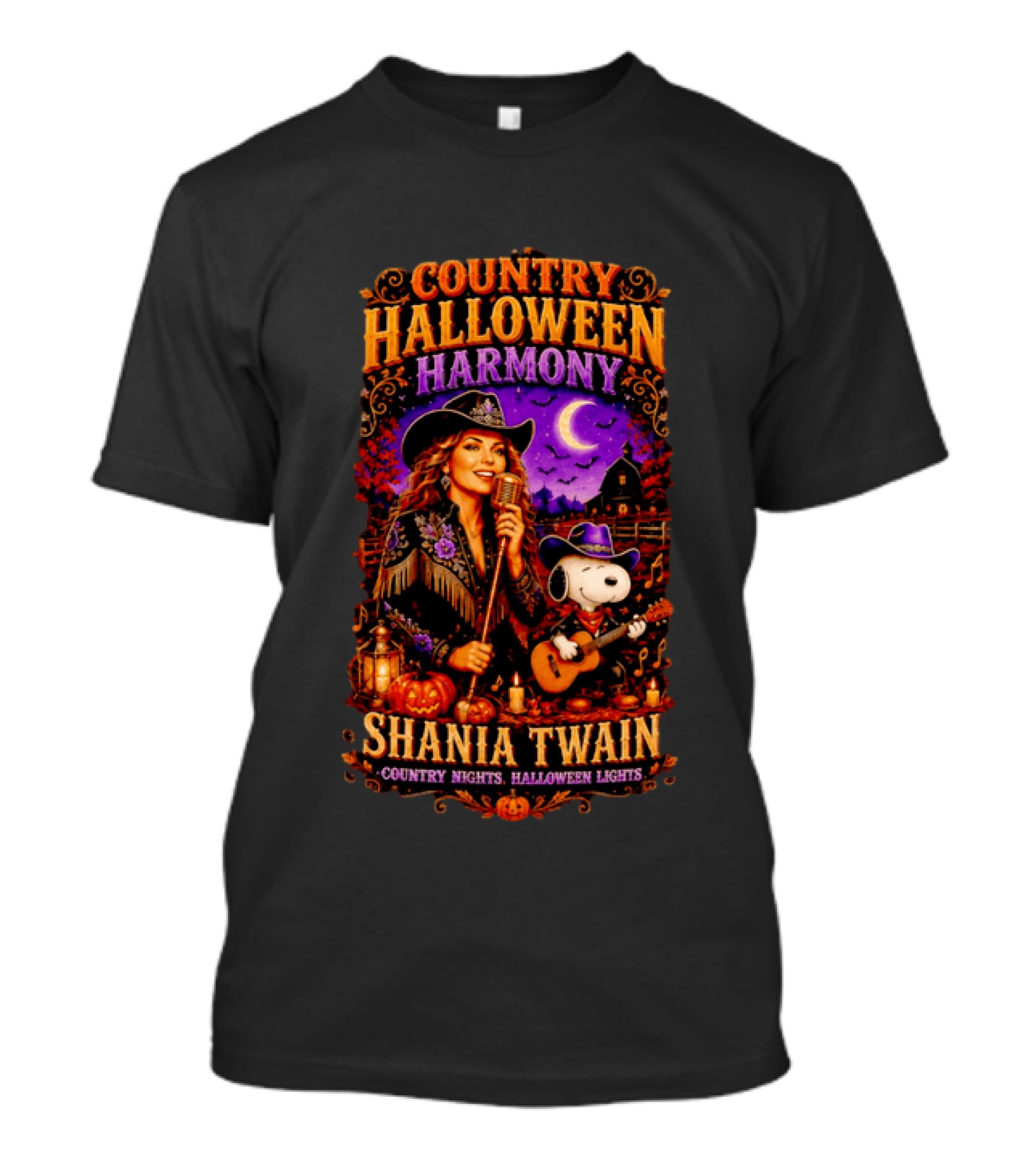 Country Halloween Harmony Shania Twain Snoopy Country Nights Halloween Lights T-Shirt