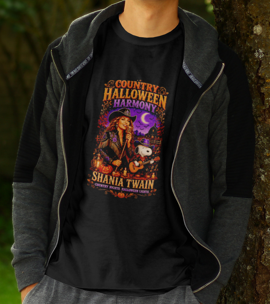 Country Halloween Harmony Shania Twain Snoopy Country Nights Halloween Lights T-Shirt