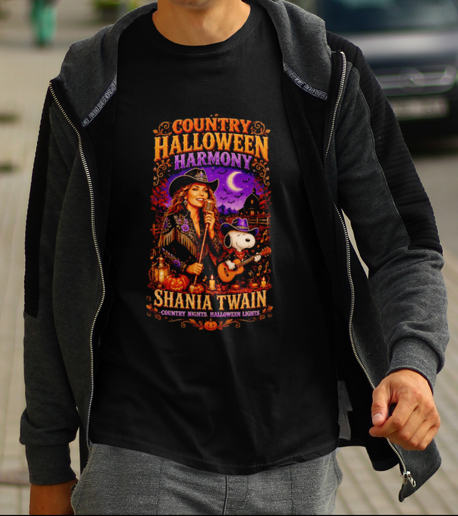 Country Halloween Harmony Shania Twain Snoopy Country Nights Halloween Lights T-Shirt
