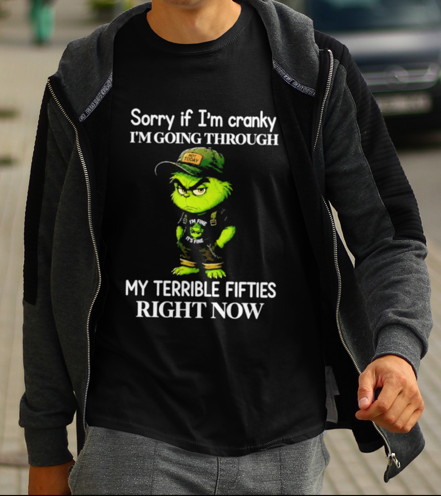 Grinch Sorry If I'm Cranky I'm Going Through My Terrible Fifties Right Now T-Shirt