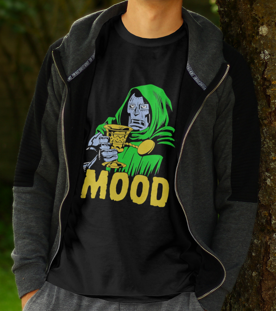 Doom Mood Green Cloaked Character Holding Goblet T-Shirt