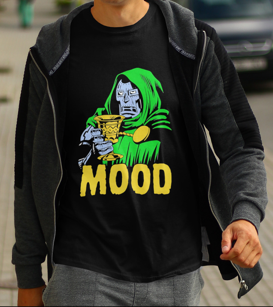 Doom Mood Green Cloaked Character Holding Goblet T-Shirt