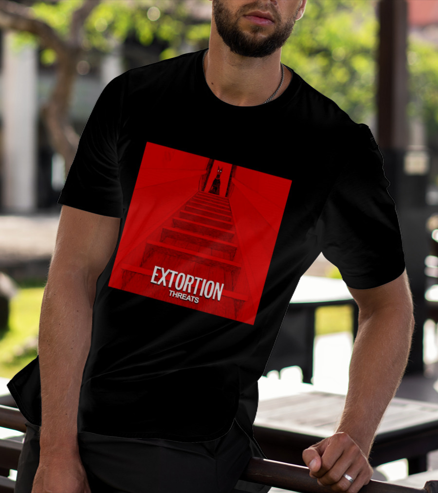Extortion Threats Dark Stairs Red Scene T-Shirt