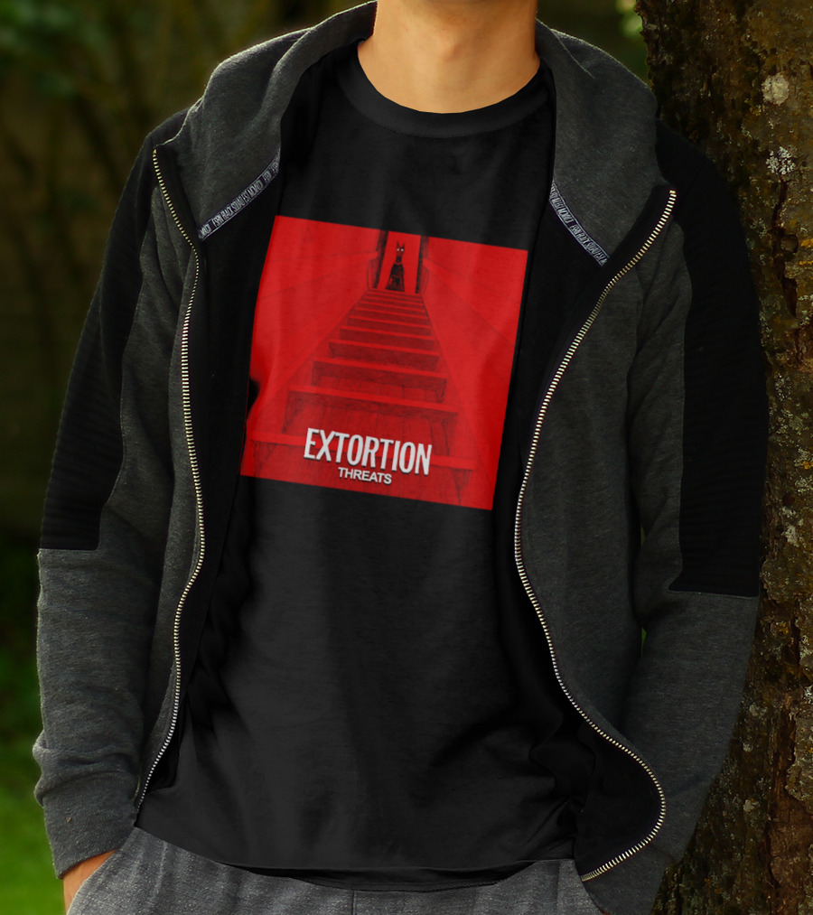 Extortion Threats Dark Stairs Red Scene T-Shirt