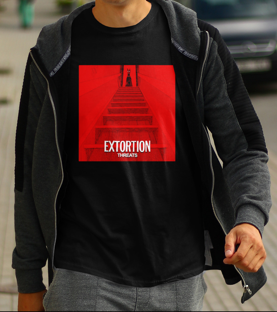 Extortion Threats Dark Stairs Red Scene T-Shirt