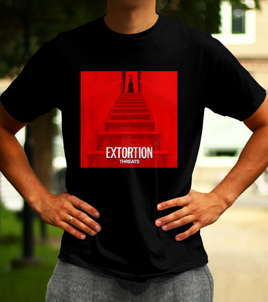 Extortion Threats Dark Stairs Red Scene T-Shirt