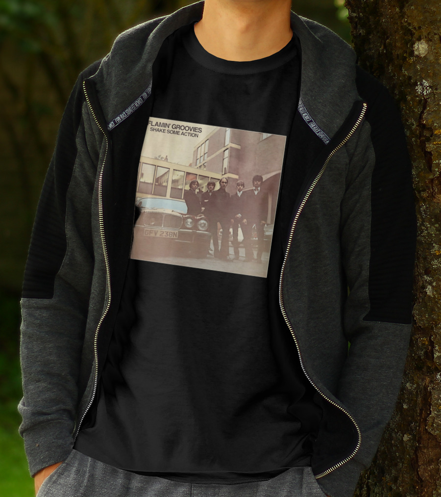 Flamin' Groovies Shake Some Action 50th Anniversary Album Cover Retro Car Scene T-Shirt