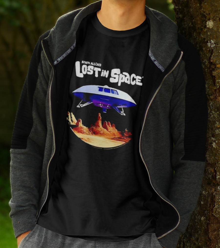 Irwin Allen's Lost In Space Sci Fi Spaceship Over Alien Terrain T-Shirt