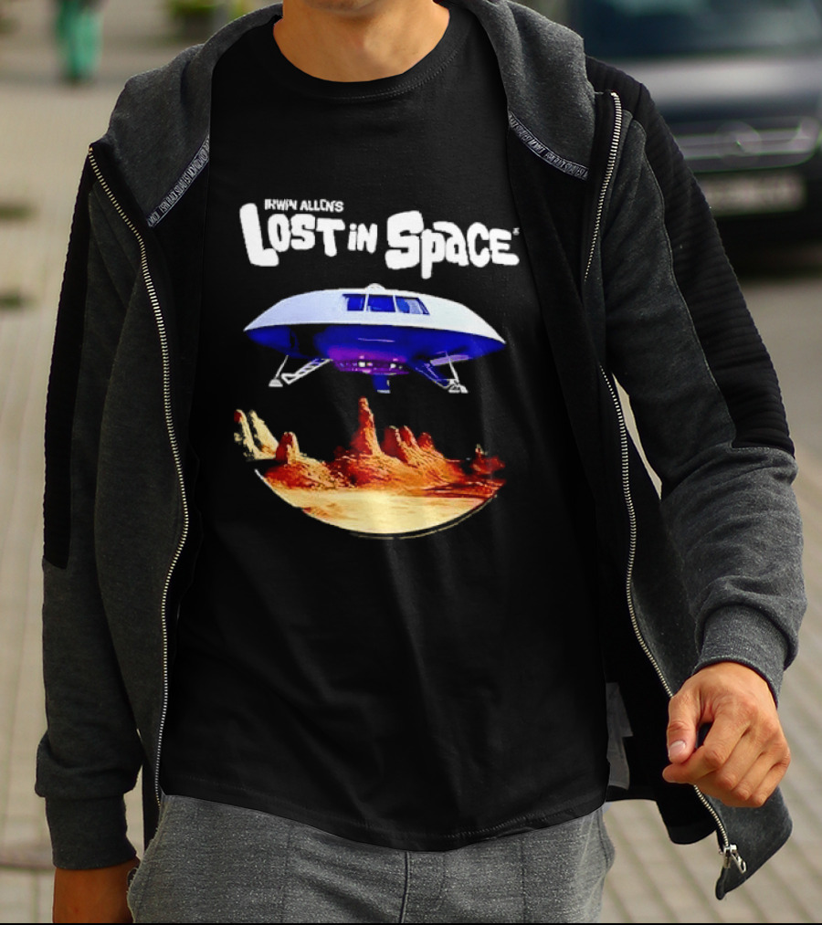 Irwin Allen's Lost In Space Sci Fi Spaceship Over Alien Terrain T-Shirt