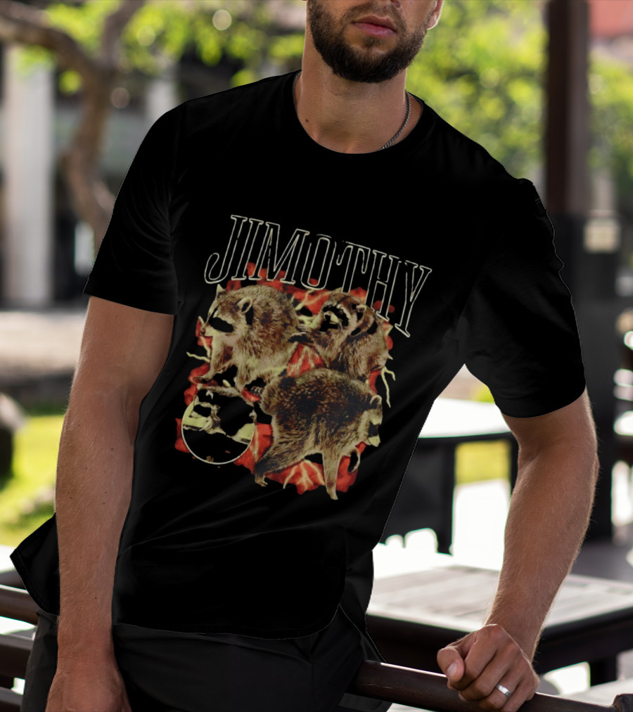 Jimothy Raccoon Trio Fire Motif Seattle Bootleg T-Shirt