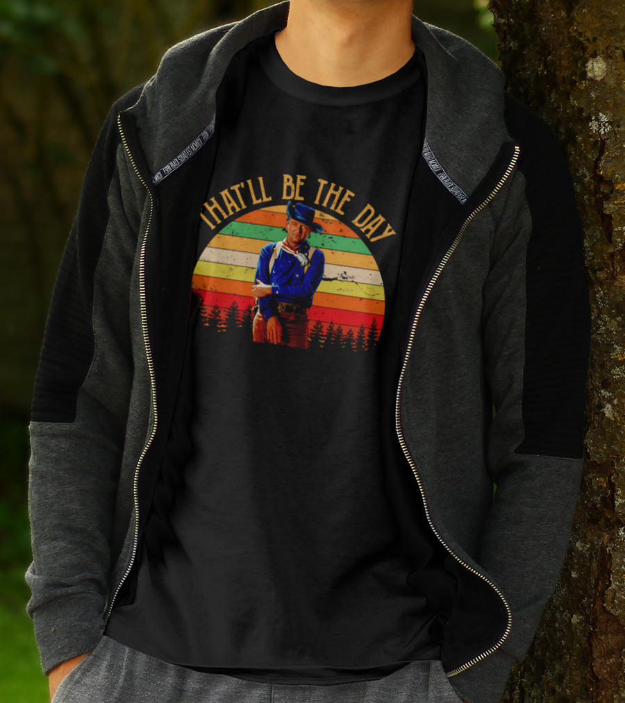 John Weyne That'll Be The Day Vintage Western Style Striped Sunset T-Shirt