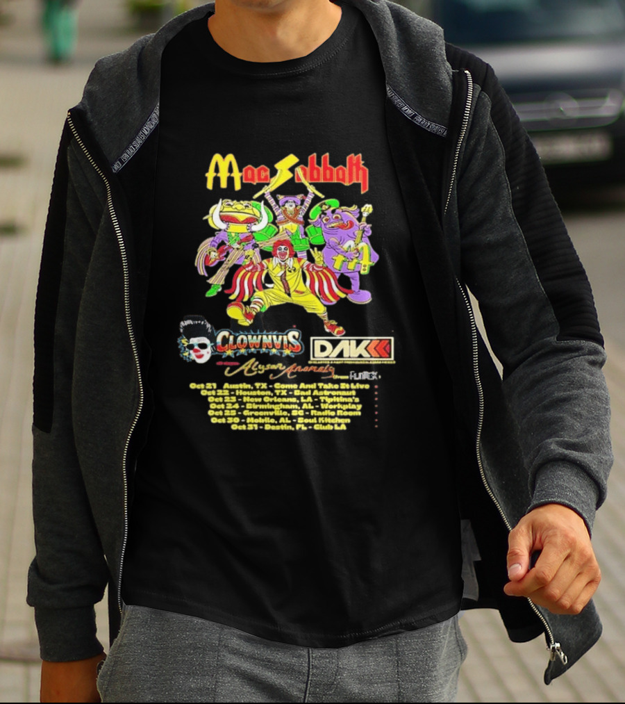 Mac Sabbath Fall 2026 US Tour Clownvis Live Austin Houston Destin FL Oct 21 31 T-Shirt