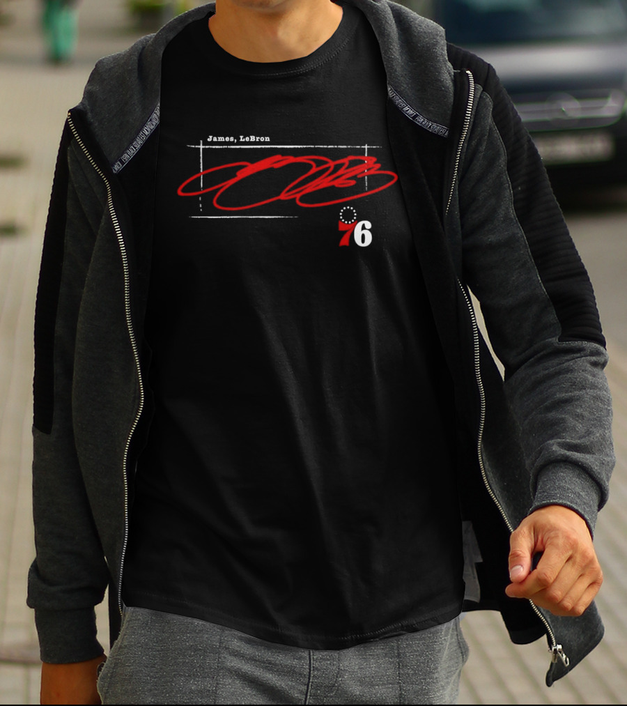 James LeBron 76ers Basketball Red Signature T-Shirt