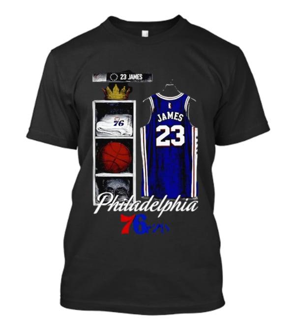 Philadelphia 76ers LeBron James 23 Basketball Jersey Locker Room Display T-Shirt