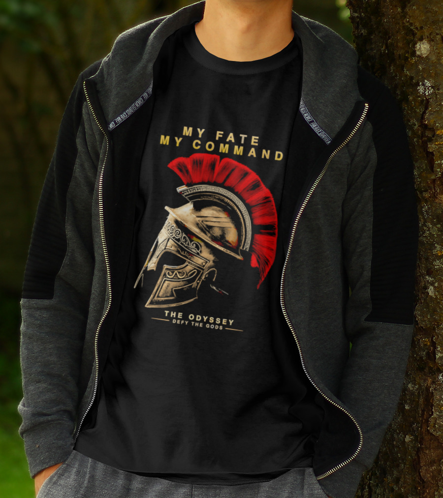 My Fate My Command Spartan Helmet The Odyssey Defy The Gods T-Shirt