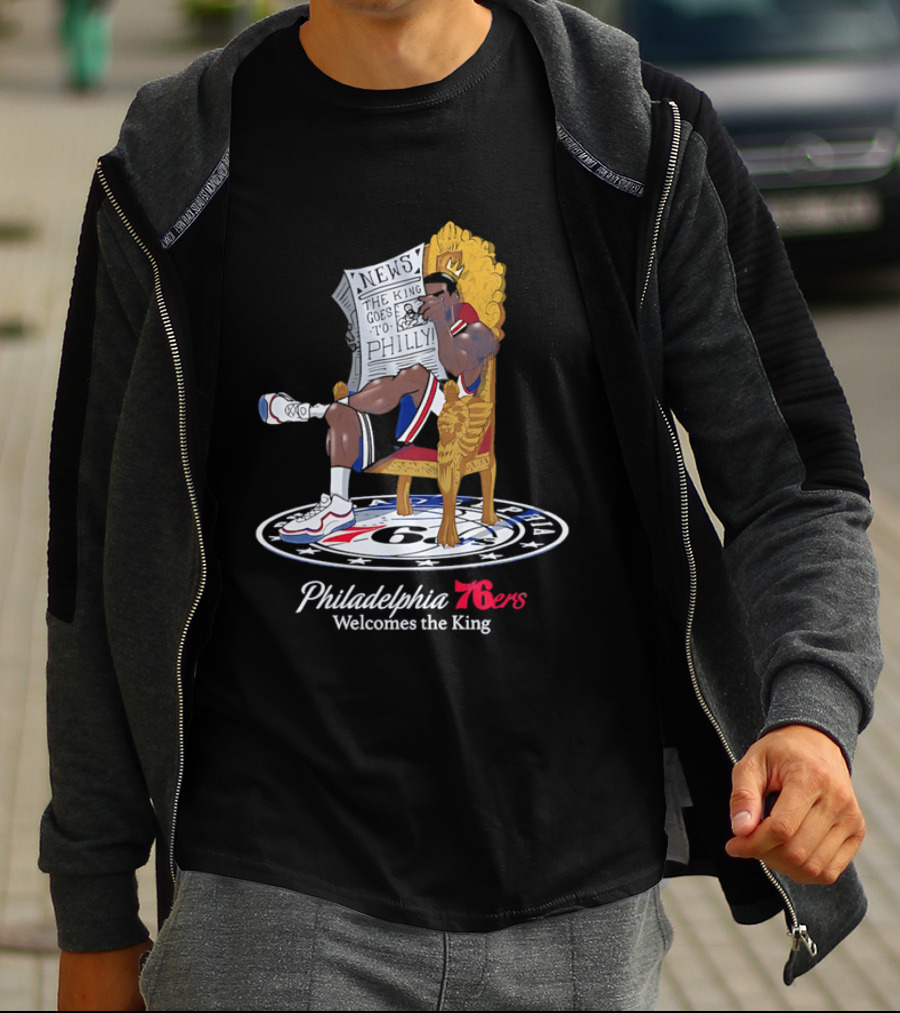 Philadelphia 76ers Welcome The King LeBron James Caricature T-Shirt