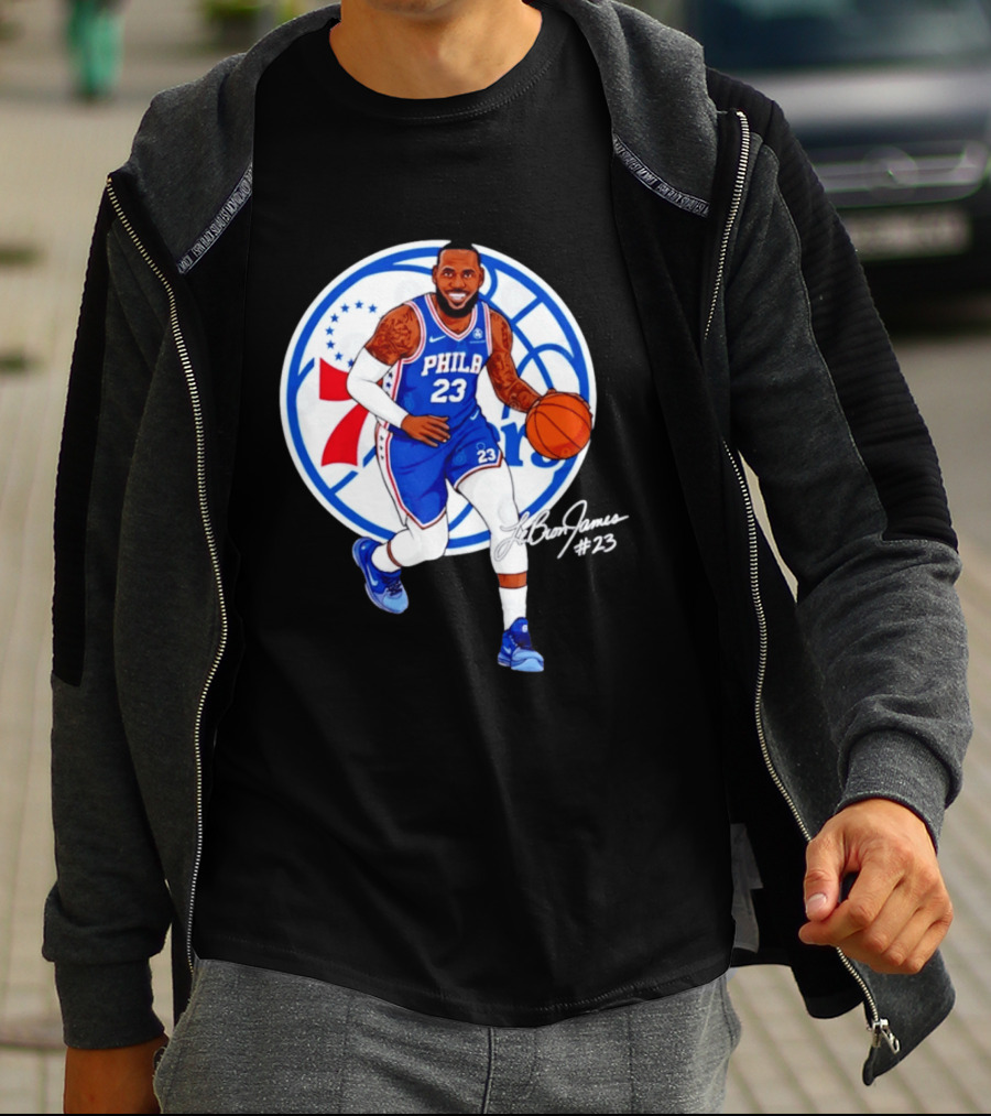 Philadelphia 76ers 23 LeBron James Blue Basketball Phila 76ers T-Shirt