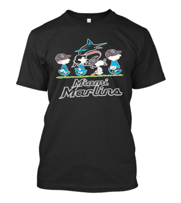 Peanuts Gang With Baseball Bats Miami Marlins Team T-Shirt