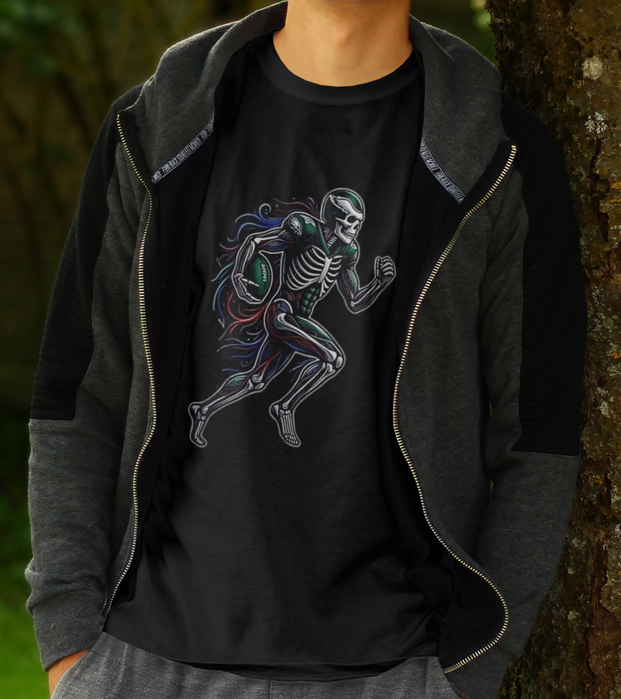 Philadelphia Eagles Skeleton Runs In My Blood Football Spirit T-Shirt