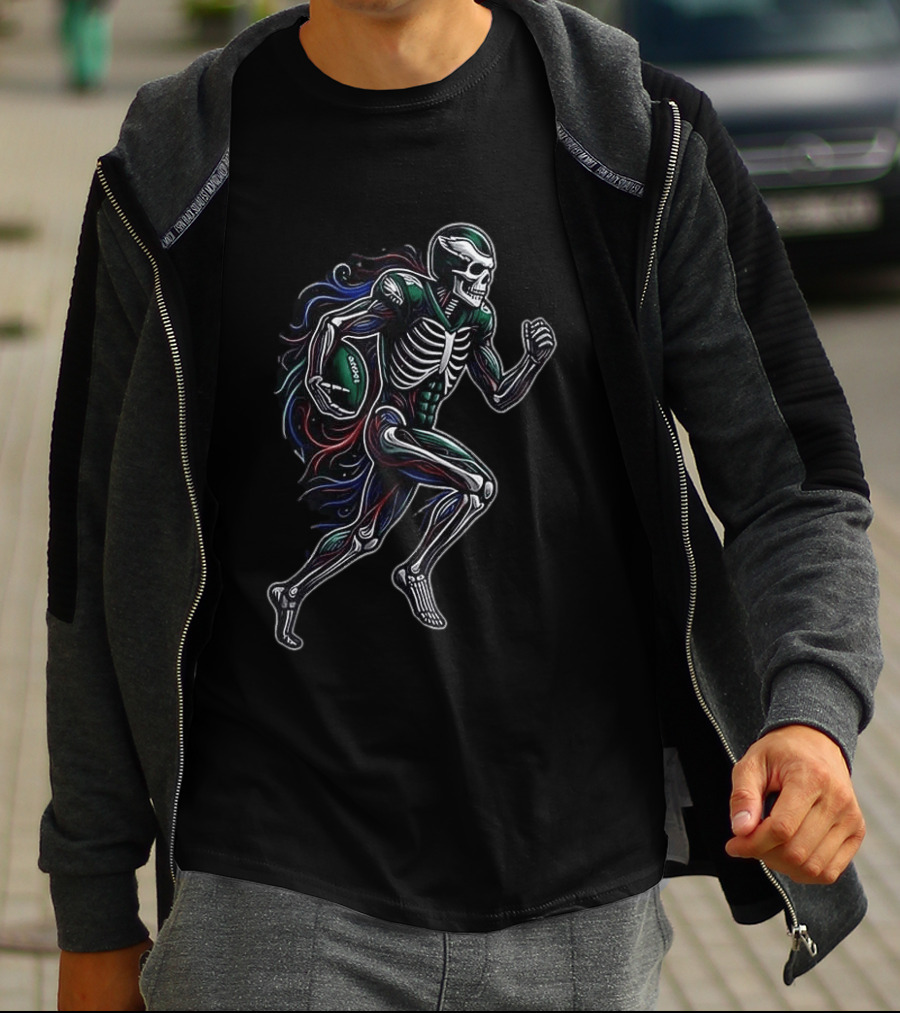Philadelphia Eagles Skeleton Runs In My Blood Football Spirit T-Shirt