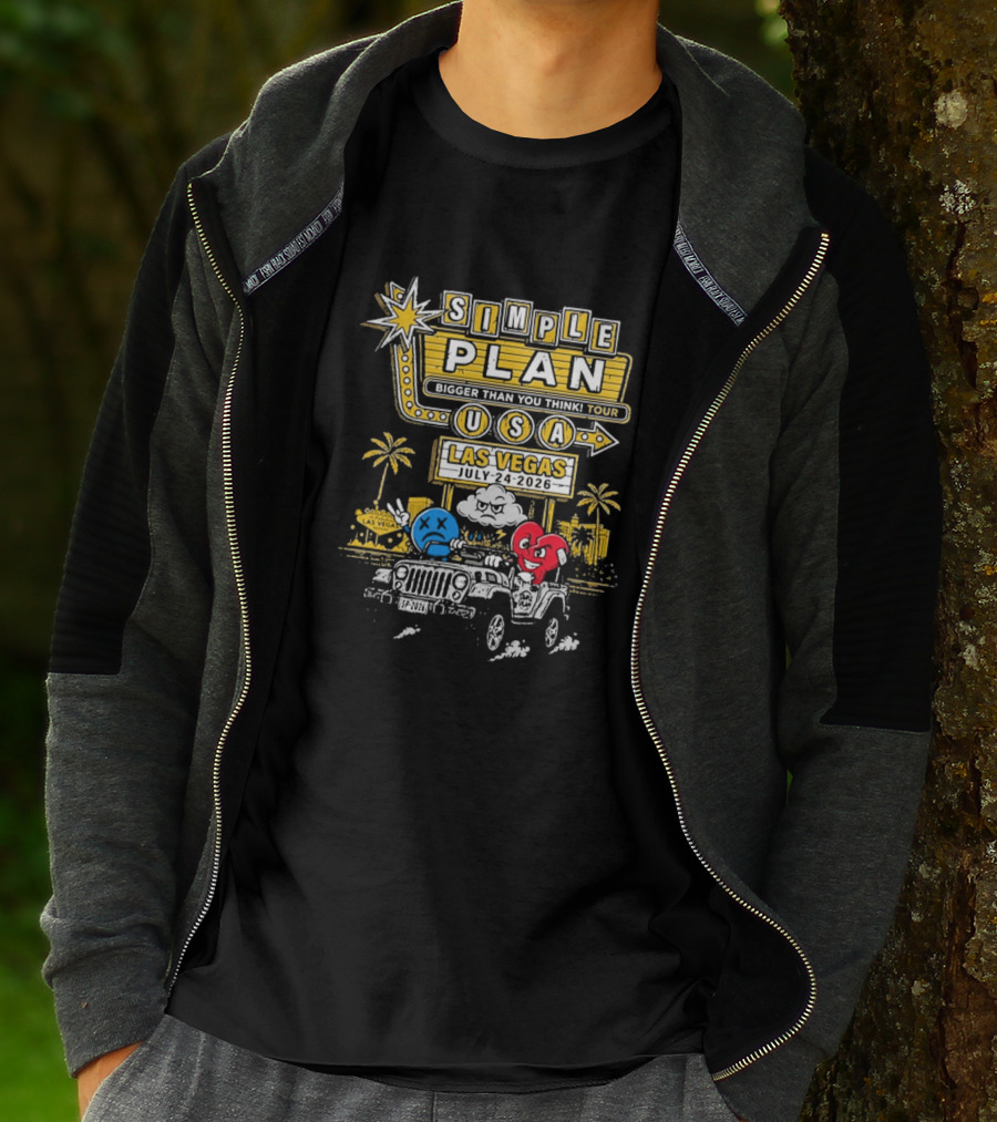 Simple Plan Bigger Than You Think Tour USA Las Vegas July 4 2026 Pearl Concert Theater Palms Casino Resort T-Shirt