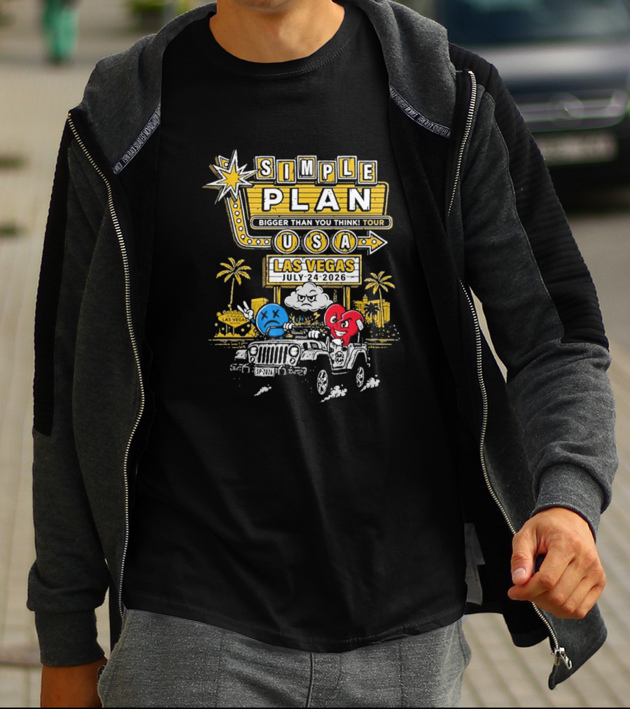 Simple Plan Bigger Than You Think Tour USA Las Vegas July 4 2026 Pearl Concert Theater Palms Casino Resort T-Shirt