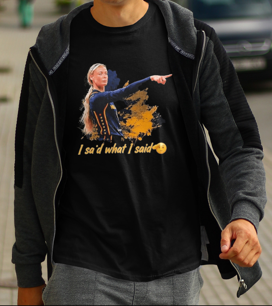 Sophie Cunningham I Said What I Said Yellow And Blue Basketball Emoji T-Shirt