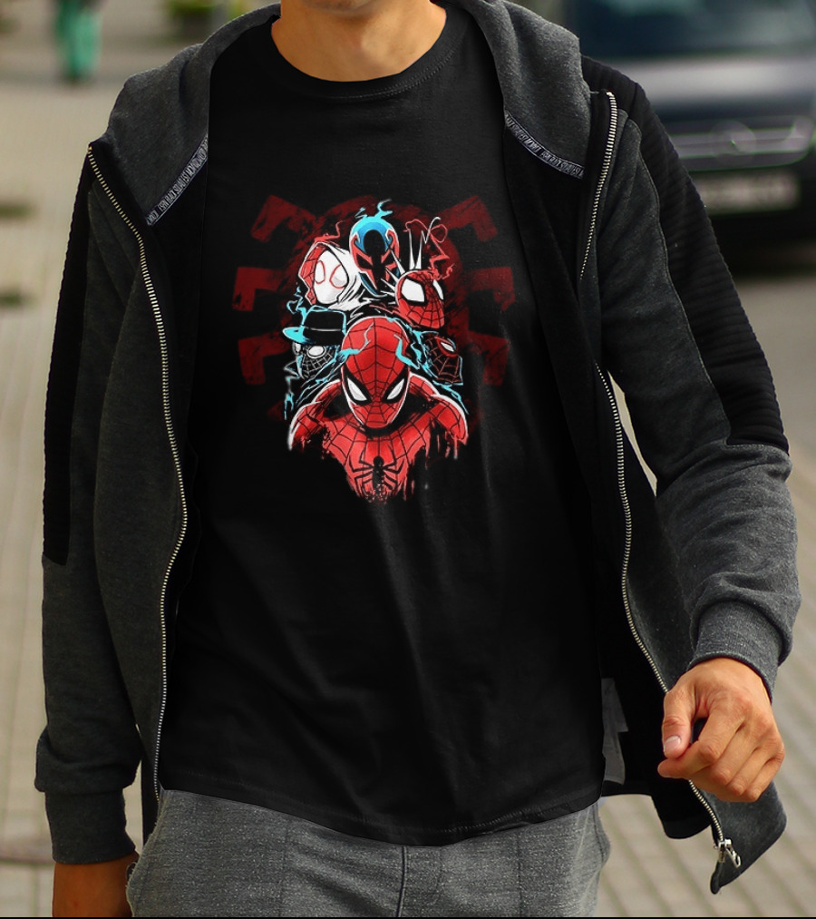 Spider Man Peter Parker Miles Morales Spider Verse Marvel Comics Spider Man Noir Gwen Stacy 2099 T-Shirt