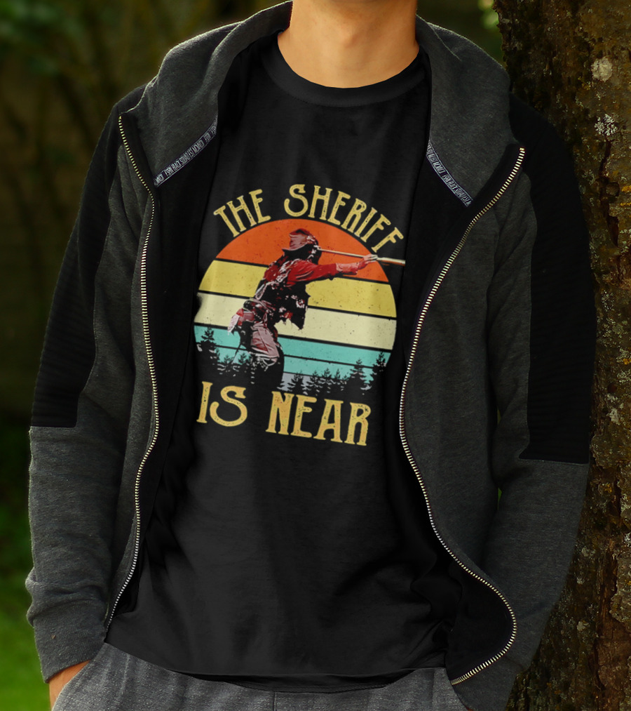The Sheriff Is Near Western Cowboy Retro Sunset T-Shirt