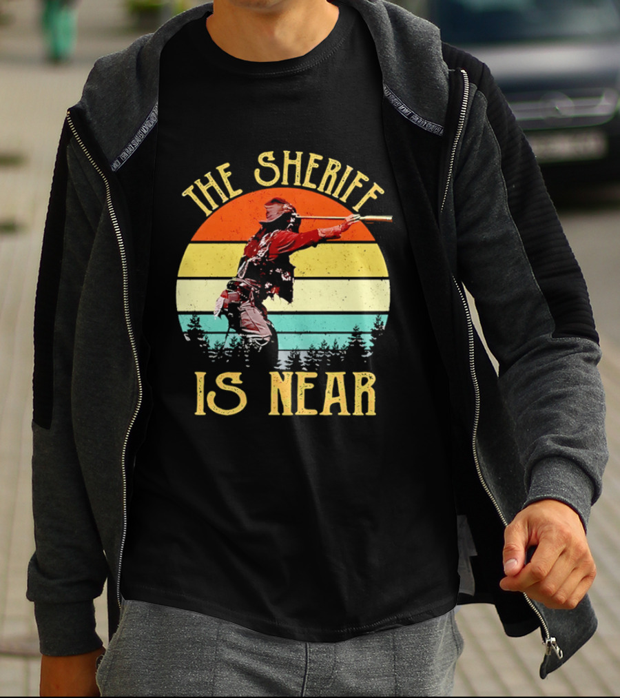 The Sheriff Is Near Western Cowboy Retro Sunset T-Shirt