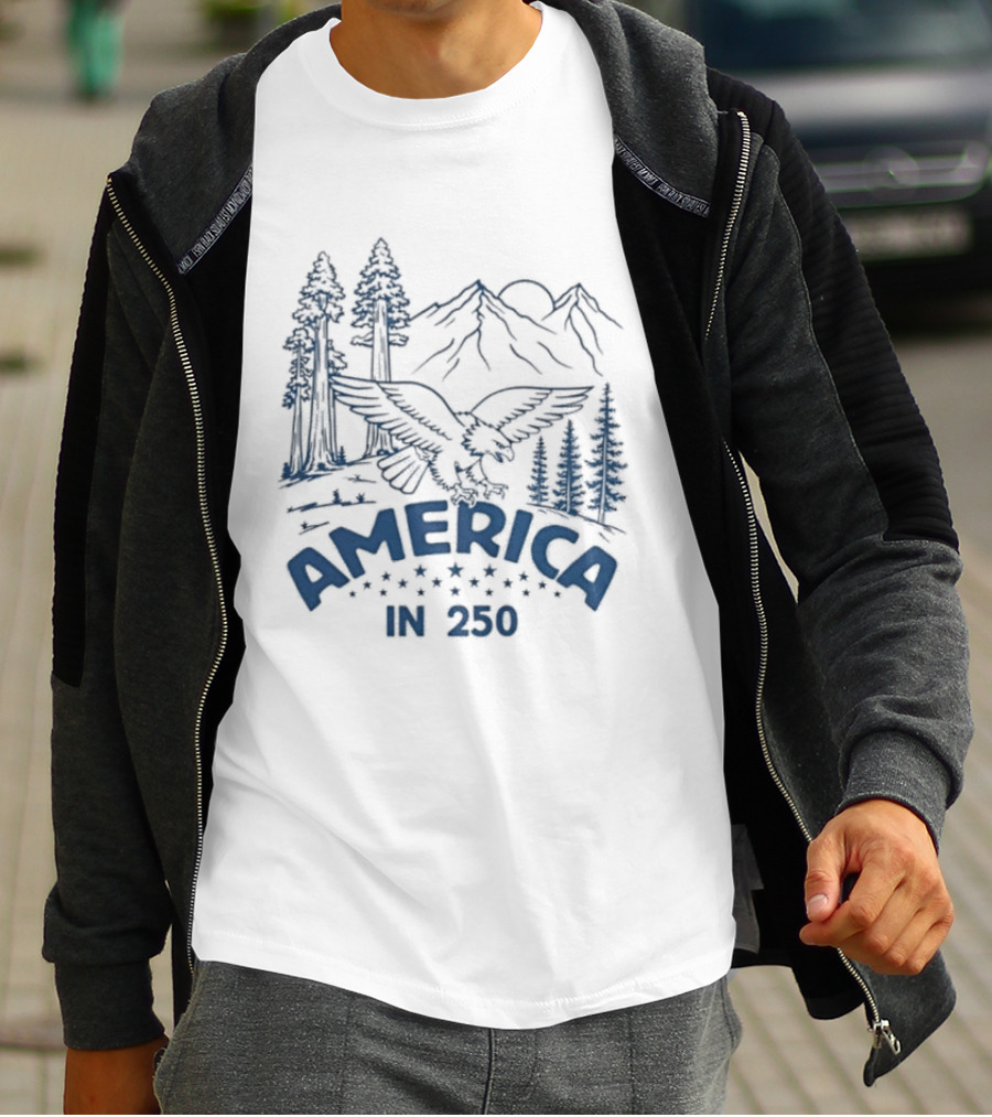America In 250 Eagle Mountains Trees Nature T-Shirt