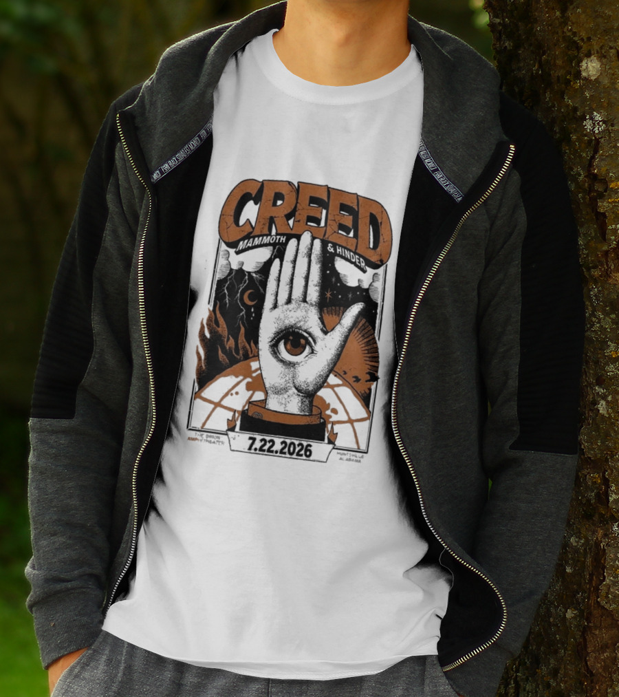 Creed Huntsville Alabama 2026 Event Orion Amphitheater July 22 Eye In Hand T-Shirt