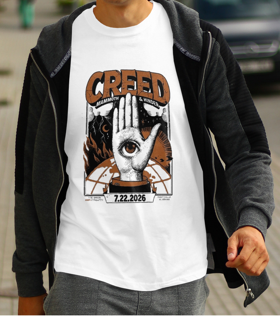 Creed Huntsville Alabama 2026 Event Orion Amphitheater July 22 Eye In Hand T-Shirt