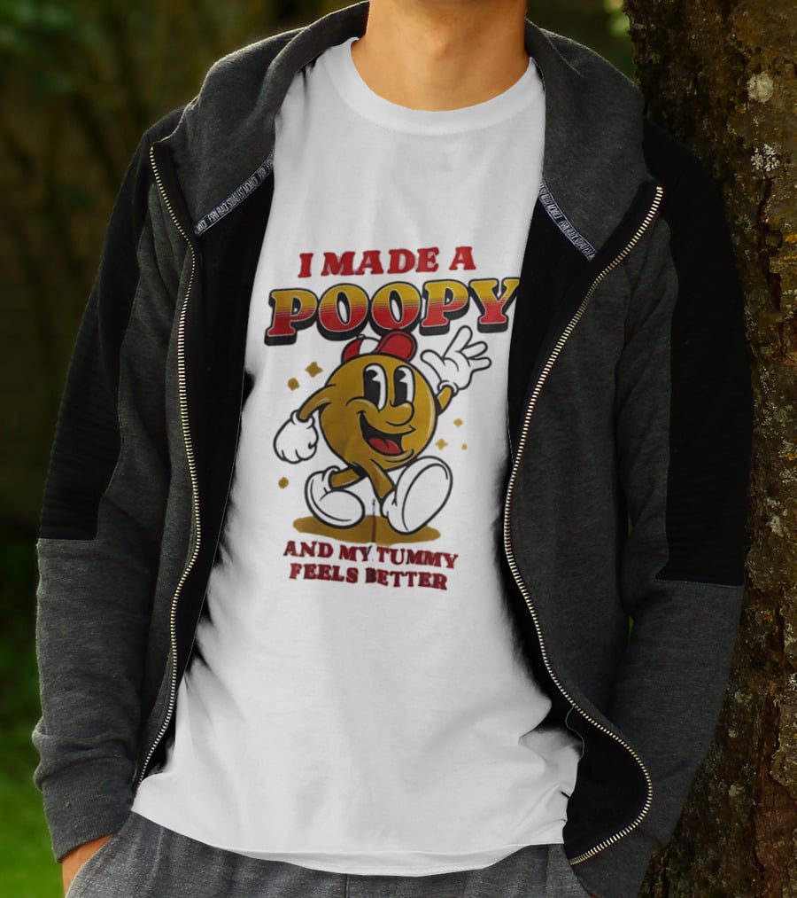 I Made A Poopy And My Tummy Feels Better Retro Cartoon T-Shirt
