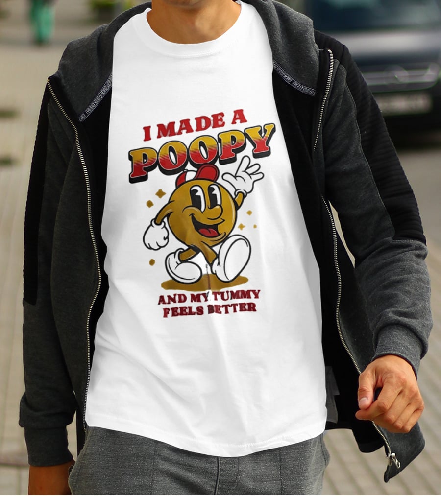 I Made A Poopy And My Tummy Feels Better Retro Cartoon T-Shirt